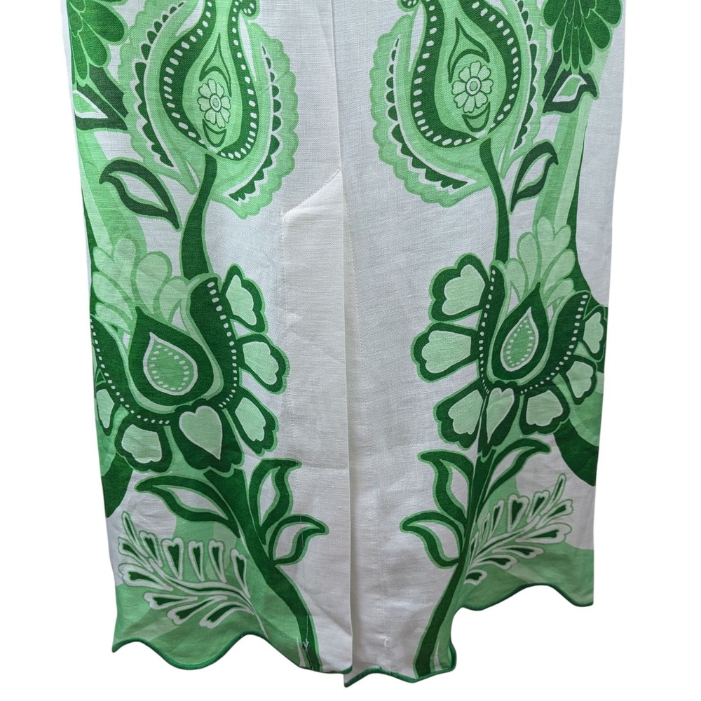 Anthropologie Farm Rio Festival Euroflax™ Midi Skirt Medium Green Linen NWT - Picture 4 of 8